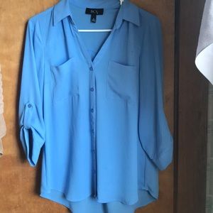 Blue business casual blouse
